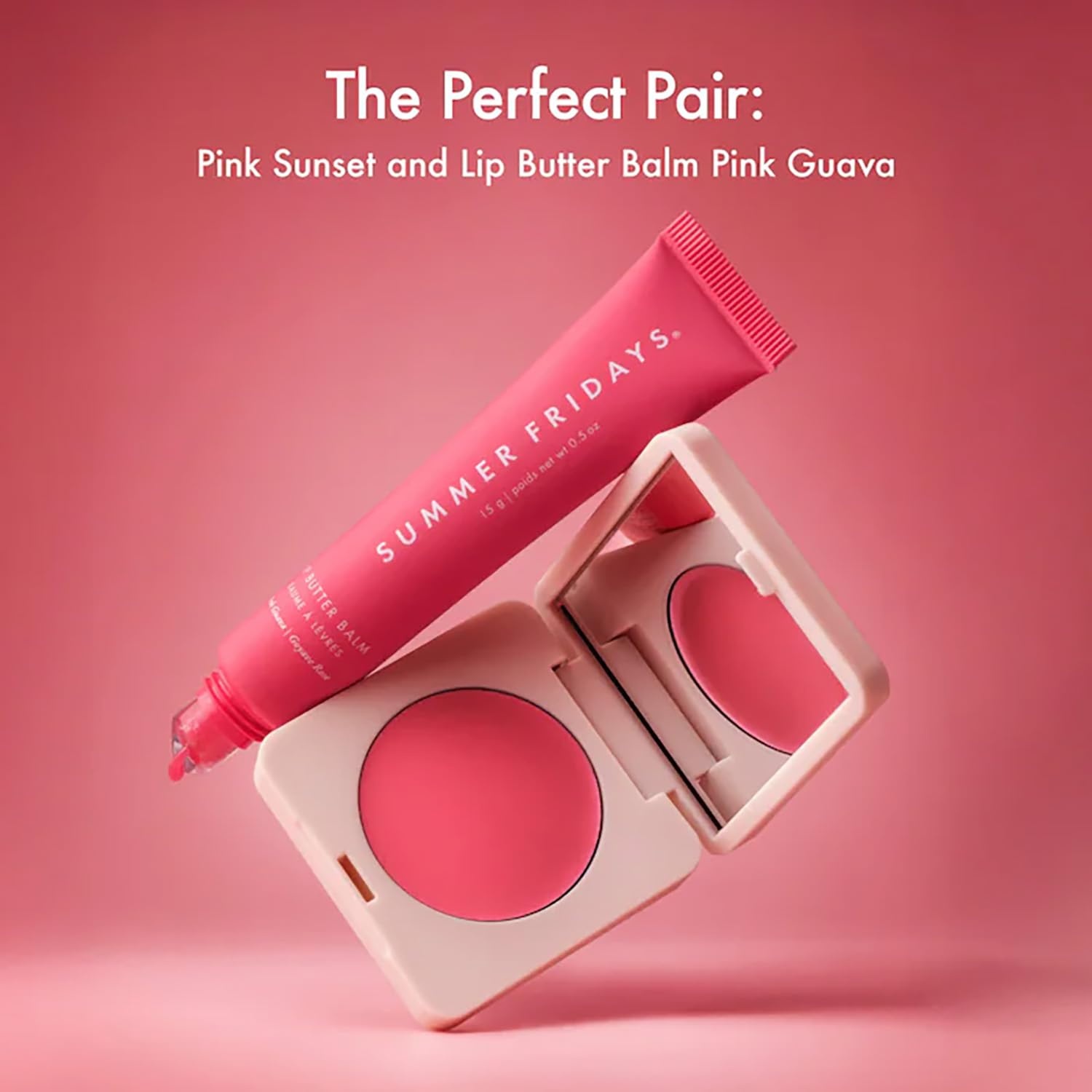 image:imageSummer Fridays Blush Butter Balm SkincareInfused Hydrating Cream Blush with Hyaluronic Acid Ceramides amp Shea Butter for a Dewy Flush of Color Cheek and Lip Tint Berry Spritz 014 OzPink Sunset