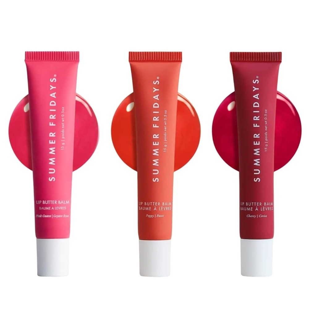 image:imageSummer Fridays Lip Butter Balm Moisturizing Lip Gloss for Instant Shine Sheer Color With Nourishing Shea Butter Everyday Makeup Skin Care Summer Essentials Vegan Pink Sugar 5 OzPink Guava Poppy Cherry