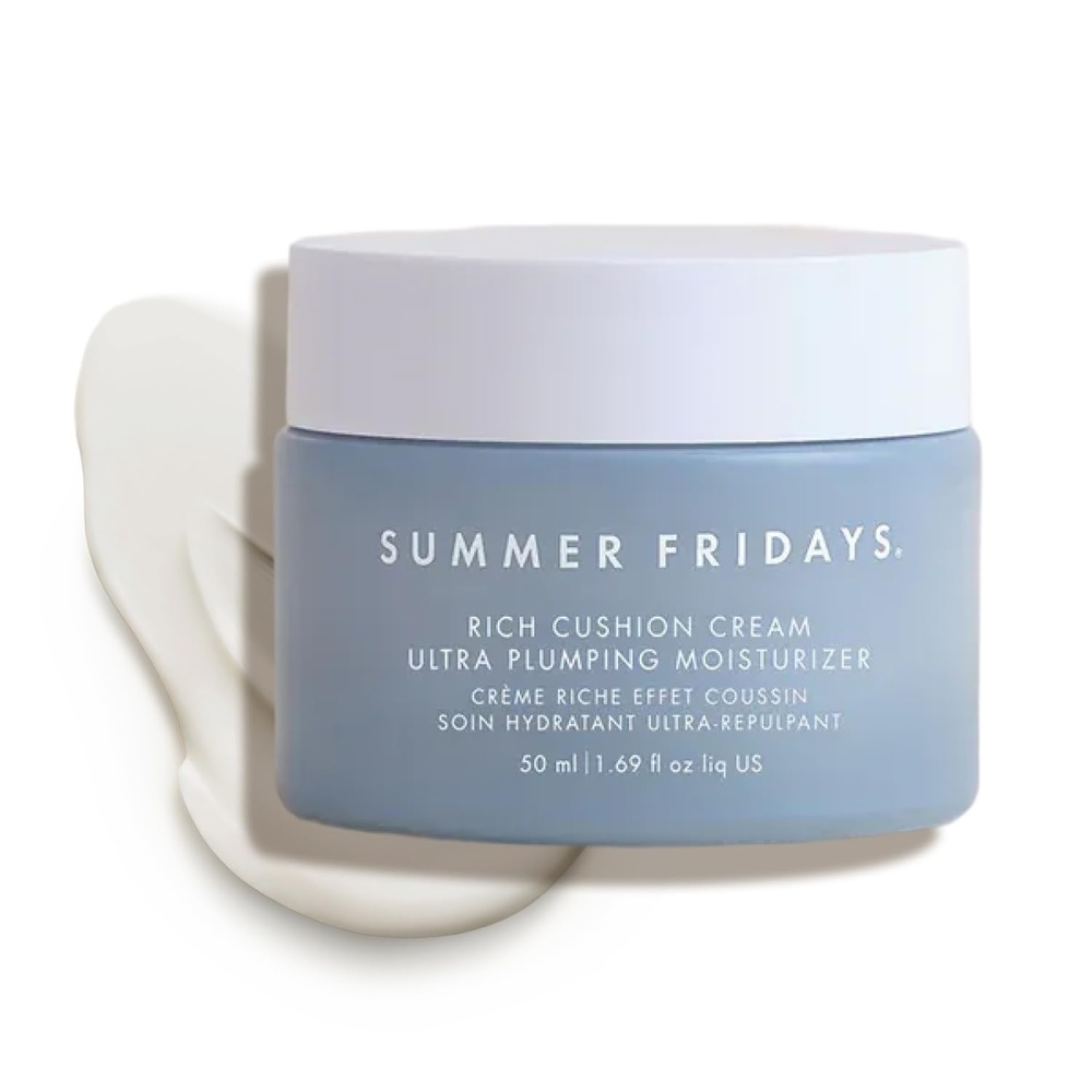 image:imageSummer Fridays Rich Cushion Face Cream Ultra Plumping Barrier Repair Cream Makeup Primer Infuses Skin with Rich Hydration from Glycerin Squalane NonComedogenic FragranceFree 169 Oz