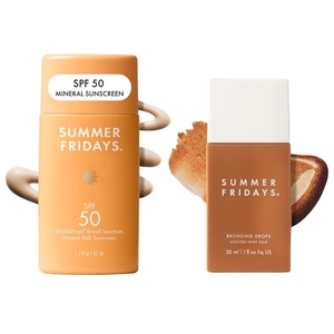 Summer Fridays ShadeDrops SPF 50 Mineral Milk Sunscreen + Bronzing Drops Skin Care Set – Lightweight, Blurring Face Sunscreen + Hydrating, Serum-Like Bronzing Drops Infused with Hyaluronic Acid (2 ct)
