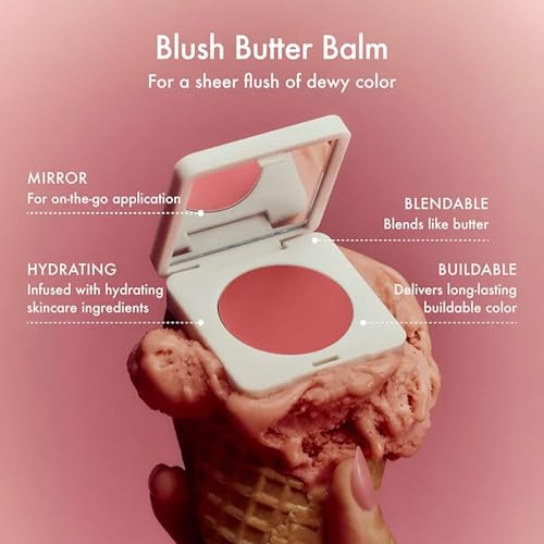image:imageSummer Fridays Dewy Flush Duo The Blush Brush 1 Count Blush Butter Balm Soft Strawberry 014 Oz Blendable Cream Blush for Natural Hydrated Glow