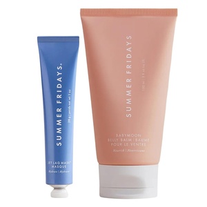 Summer Fridays Babymoon Belly Balm – Nourishing Balm for Stretch Marks & Dry Skin (5 Fl Oz) + Jet Lag Mask Mini – Hydrating Face Moisturizer (1 Oz)